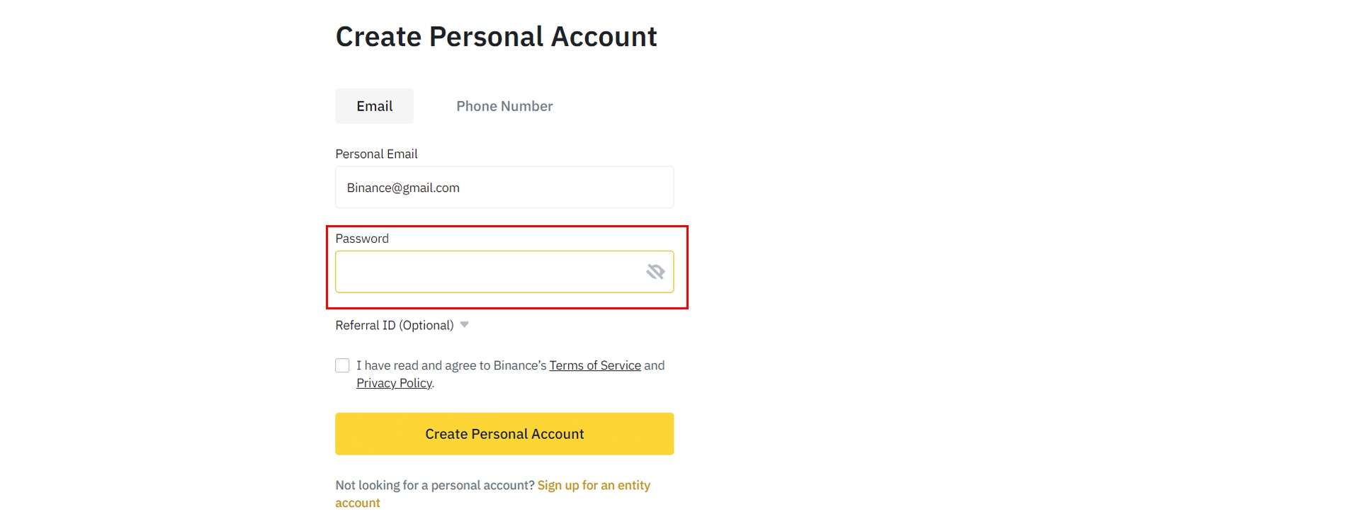 Binance Wallet Sign Up Password Generate