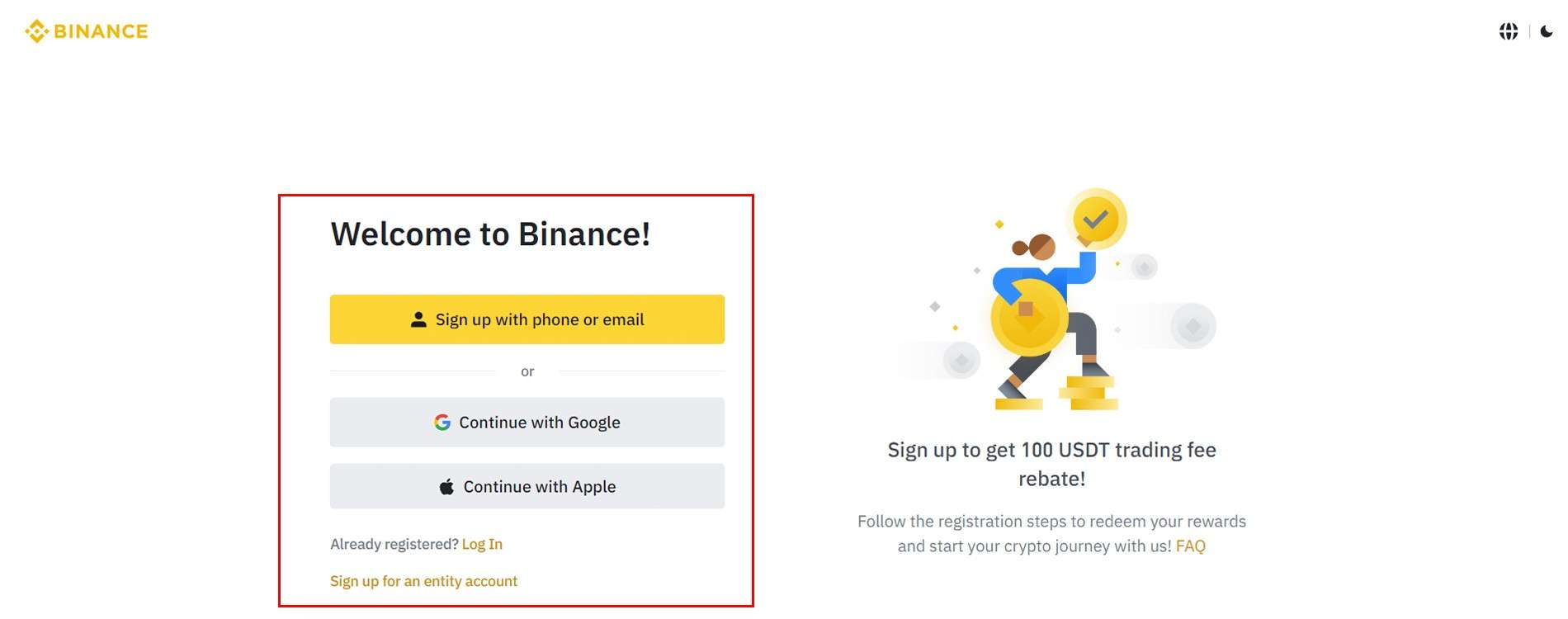Sign Up an Account on Binance Wallet