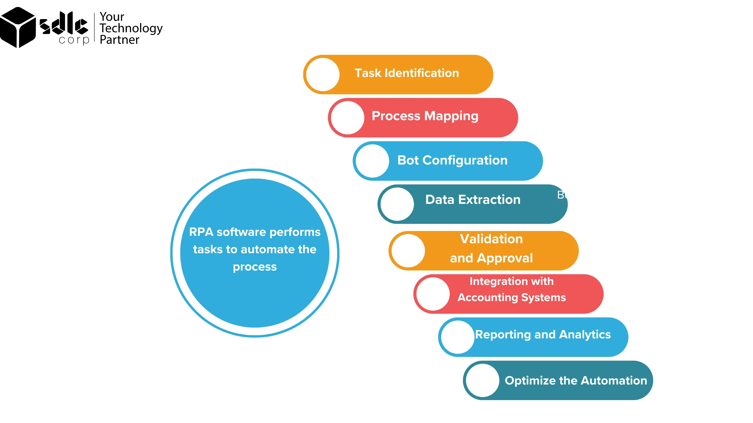 RPA software performs tasks to automate the process