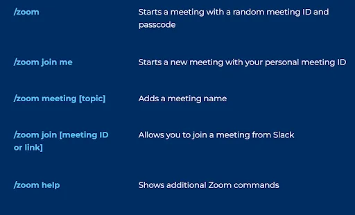 Schedule Meetings: Use the /zoom command in Slack to schedule Zoom meetings directly from your chat.