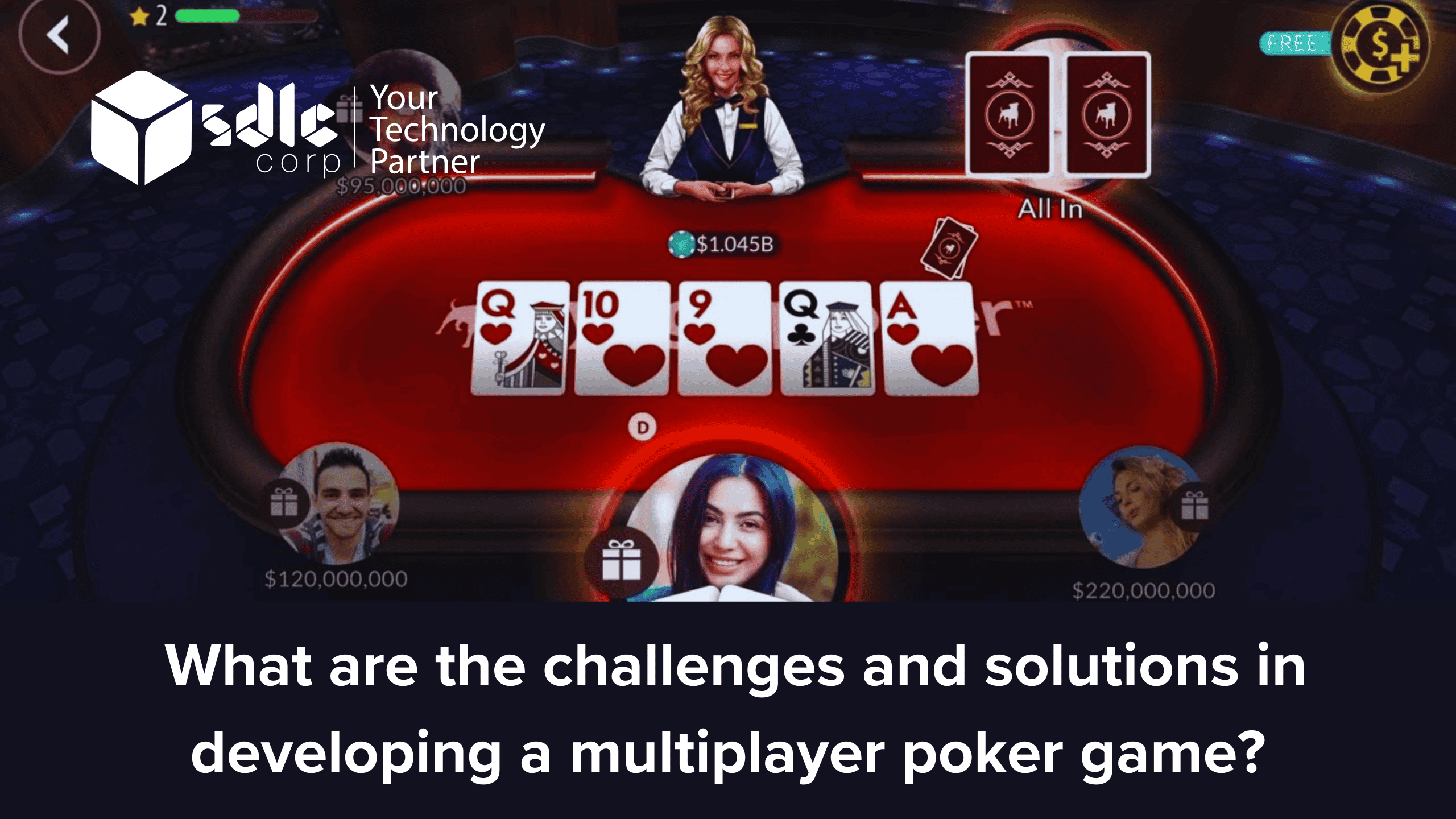 What are the challenges and solutions in developing a multiplayer poker game?