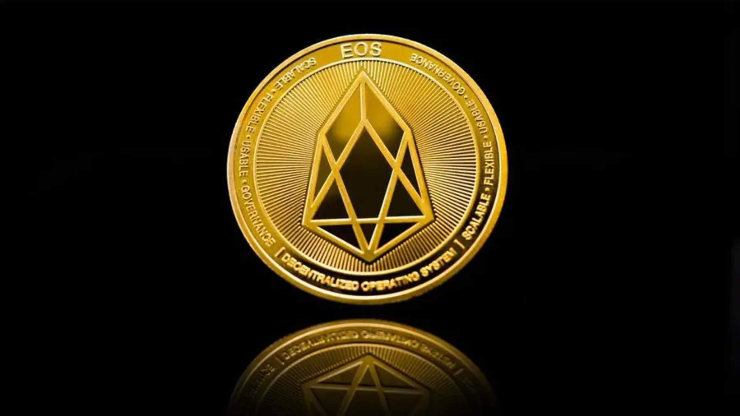 EOS.IO logo representing the blockchain platform designed for the development and execution of decentralized applications. EOS.IO aims to offer scalability, flexibility, and user-friendly experiences with minimal transaction fees.