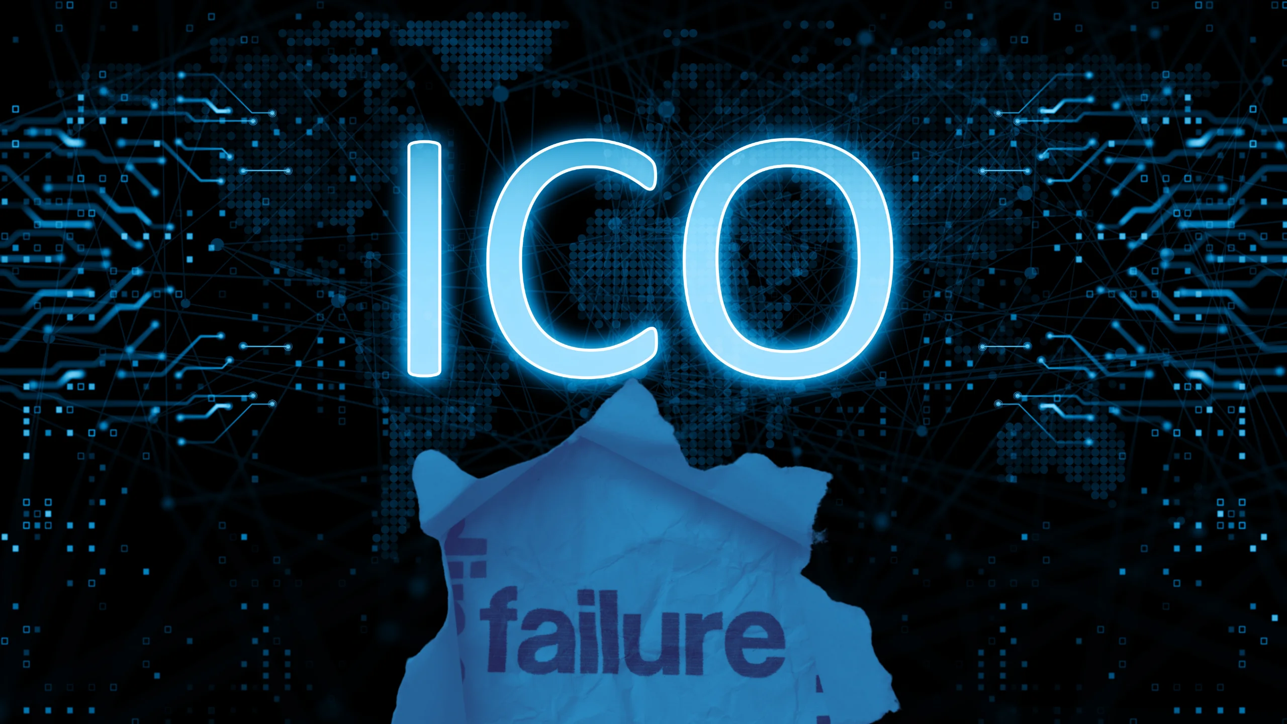 Illustration explaining the factors leading to ICO failure, including poor project planning, lack of market demand, inadequate funding, and regulatory issues. Highlights the common pitfalls and lessons learned from unsuccessful ICOs.