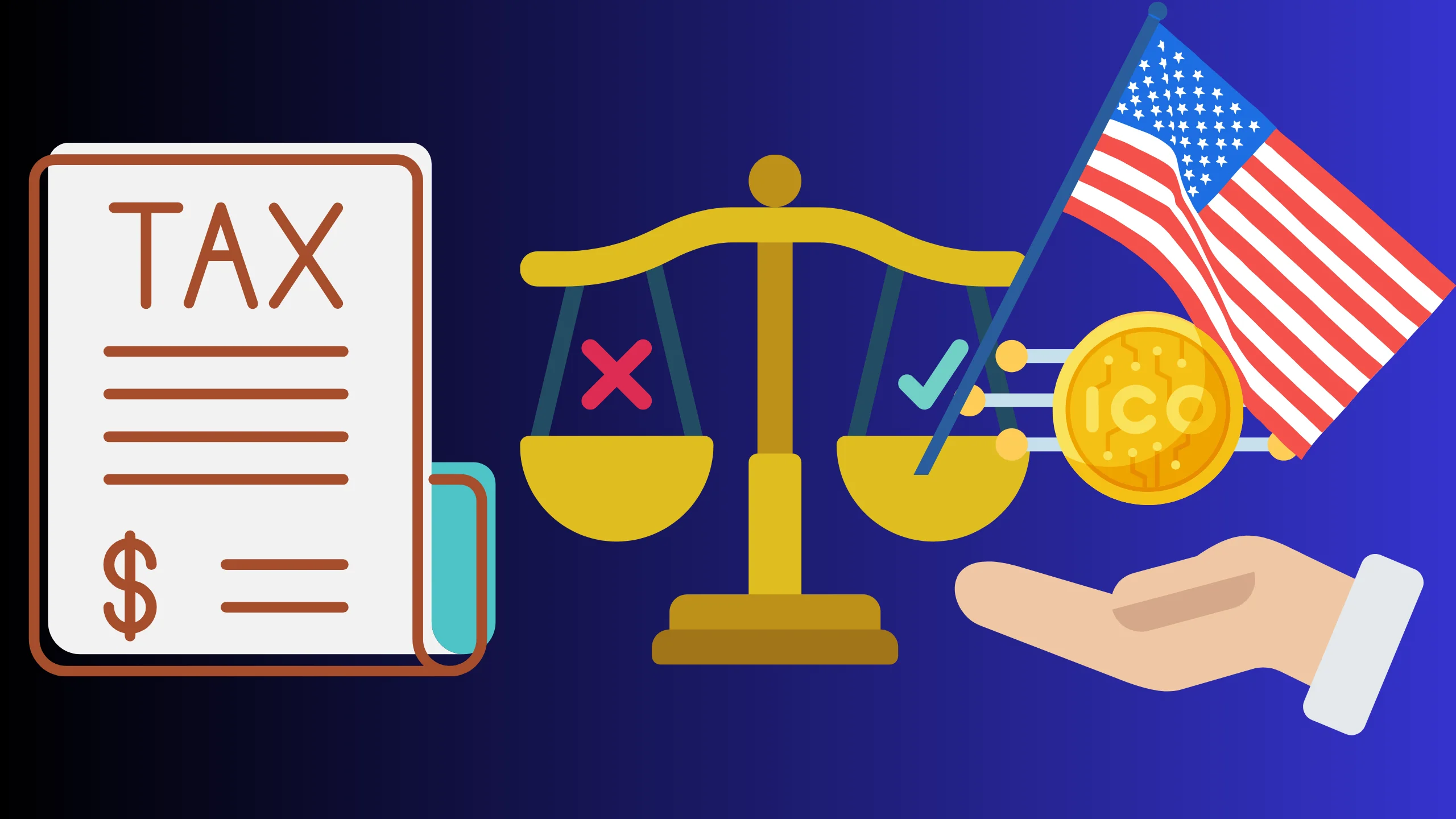 Illustration of tax considerations for ICOs in the United States, including regulatory compliance, reporting obligations, and tax liabilities. Highlights key issues such as capital gains, income reporting, and IRS guidelines for cryptocurrency transactions.