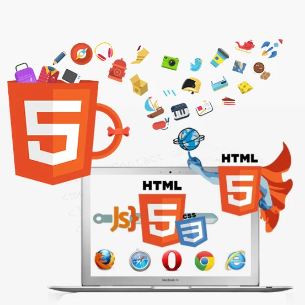 Overview of our HTML5 app development services highlighting custom, cross-platform solutions. This includes responsive design, interactive features, and high-performance apps. Our services ensure scalable and robust applications for diverse business needs.