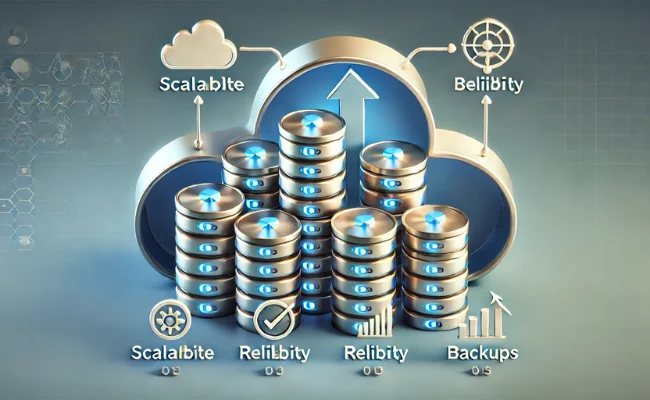 Visual of Database Management featuring database icons and organized data flow charts.